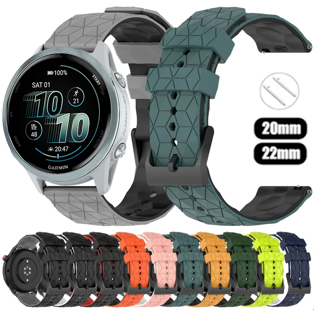 20 22mm Silicone Strap For Garmin Venu 3 2 SQ/Forerunner 570 265 255 165 645 Music/Vivoactive 6 5 Replacement Watchband Bracelet