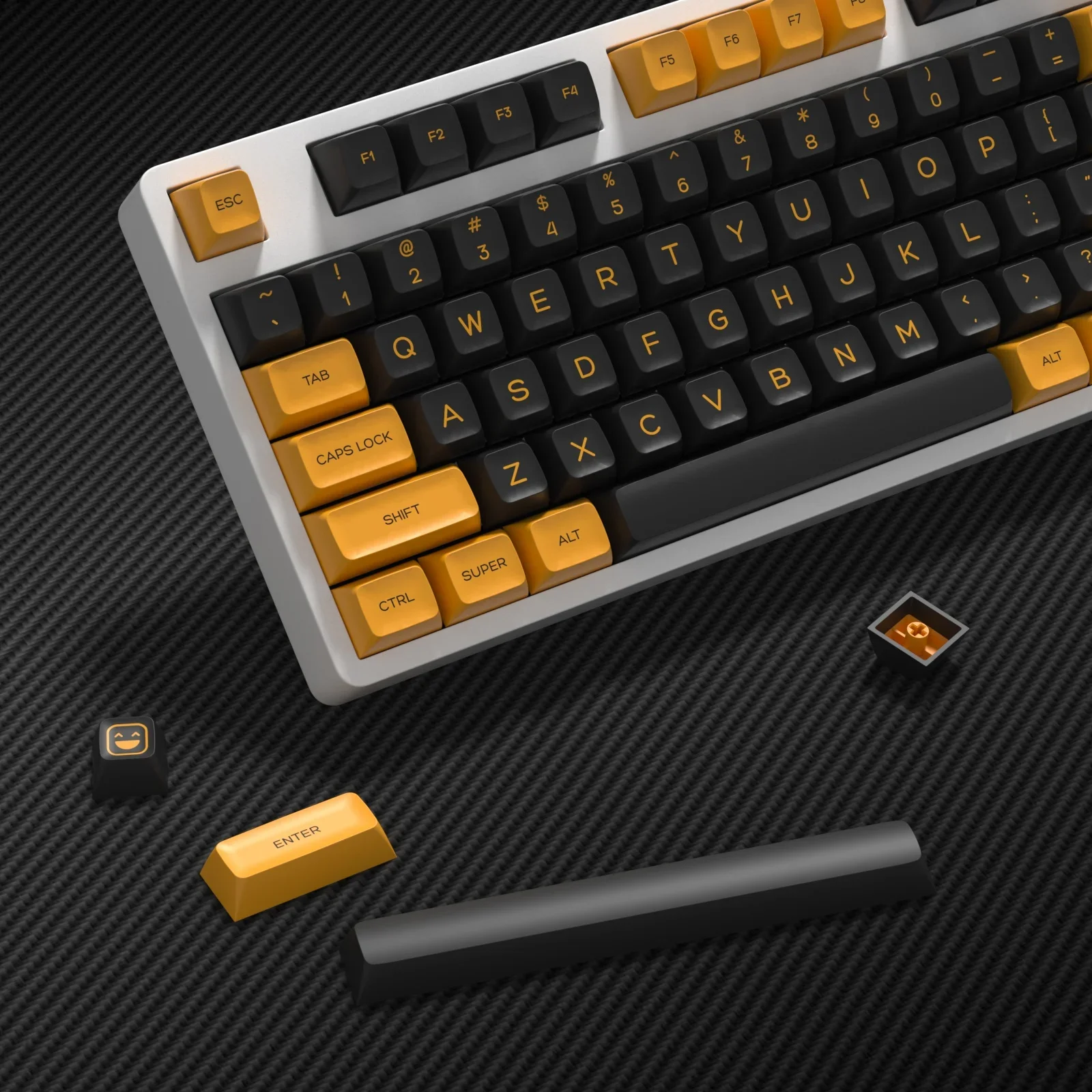KBDiy-Juego de teclas de perfil PBT SA, color negro y amarillo, personalizado para teclado de juego mecánico, doble disparo, ISO, 142 teclas, DIY - imagen 4