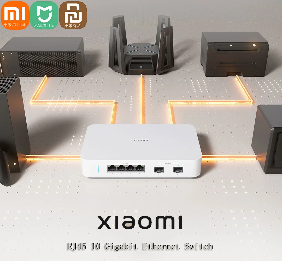 Xiaomi-conmutador Ethernet Mi 10 Gigabit de 10000Mbps, conmutador de red VLAN, divisor Ethernet, enrutador Lan, 4 puertos 2,5G, RJ45 Hub