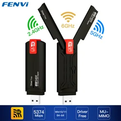 Fvi Adaptador USB WiFi 6E MU-MIMO 5400 Mbps para Windows 10/11