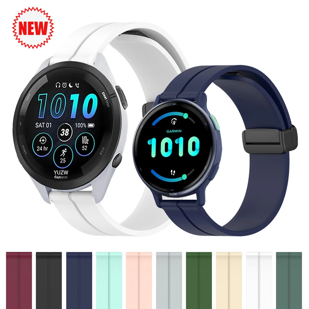 1 Uds. Correa de reloj con hebilla magnética de 20mm y 22mm para Garmin Forerunner 265 245 165 banda de silicona Vivoactive 6/5/4 pulseras deportivas