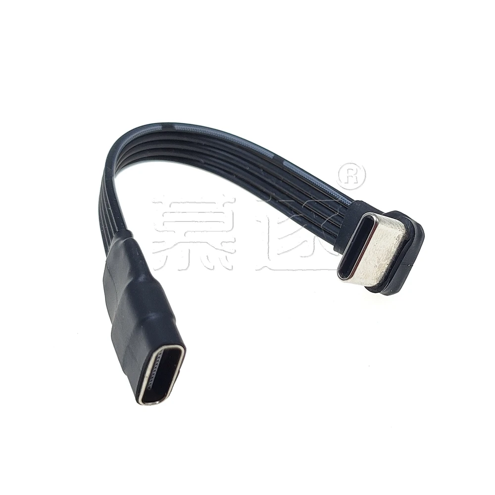 30CM Tipo C a USB-C 90 °   Cable adaptador en ángulo, cable flexible para banco de energía, cable PD, cable de carga, cable plano de silicona con curva USB C - imagen 4