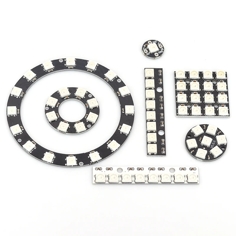 5V 1Bit 3 4Bit 7 8Bit 9 12Bit 16Bit 24Bit 32Bit 64 Bits WS2812 5050 RGB LED anillo de luz + controladores integrados para Arduino Diy - imagen 5