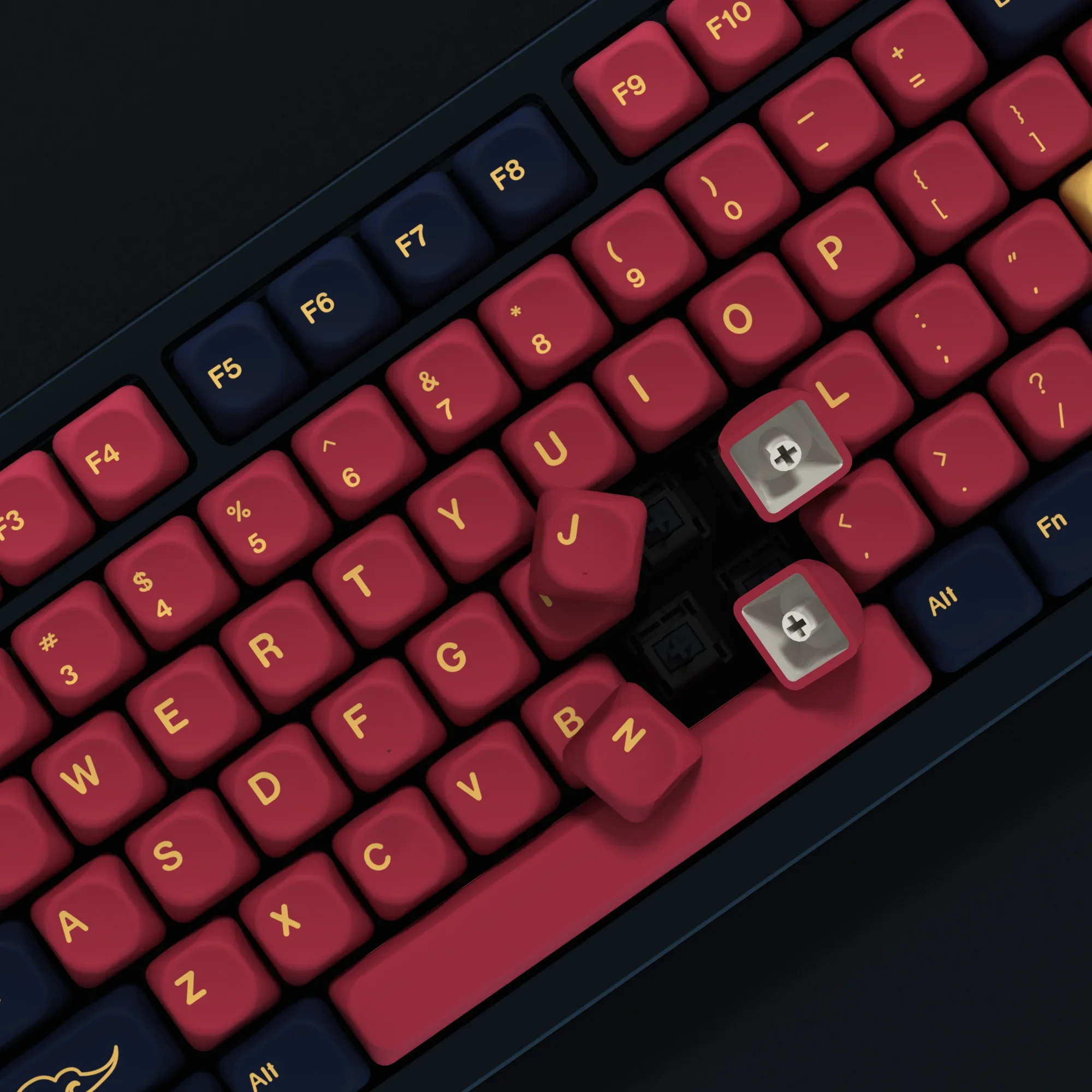 Teclado mecánico para juegos, teclas PBT, perfil KOA Samurai rojo, interruptores MX, aven68, mad 60he, ak820 pro, mad 68h, 131 teclas aula F87 F108 F99 Pro ACE60 ACE68 RAINY75 AK74 gx87 crush80 - imagen 5