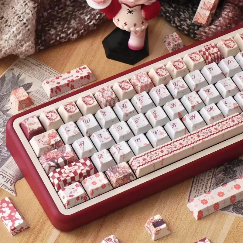 Juego de teclas con tema The Red Queen, perfil de cereza PBT, 135 teclas, teclas originales personalizadas hechas a mano para accesorios de teclado mecánico - imagen 3
