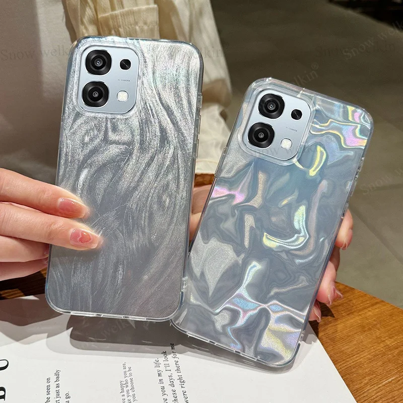 Funda de lujo con gradiente plateado láser para Oppo F31 OppoF31 Pro Plus ProPlus F31Pro Pro + + PC trasera TPU parachoques cubierta de teléfono a prueba de golpes - imagen 3