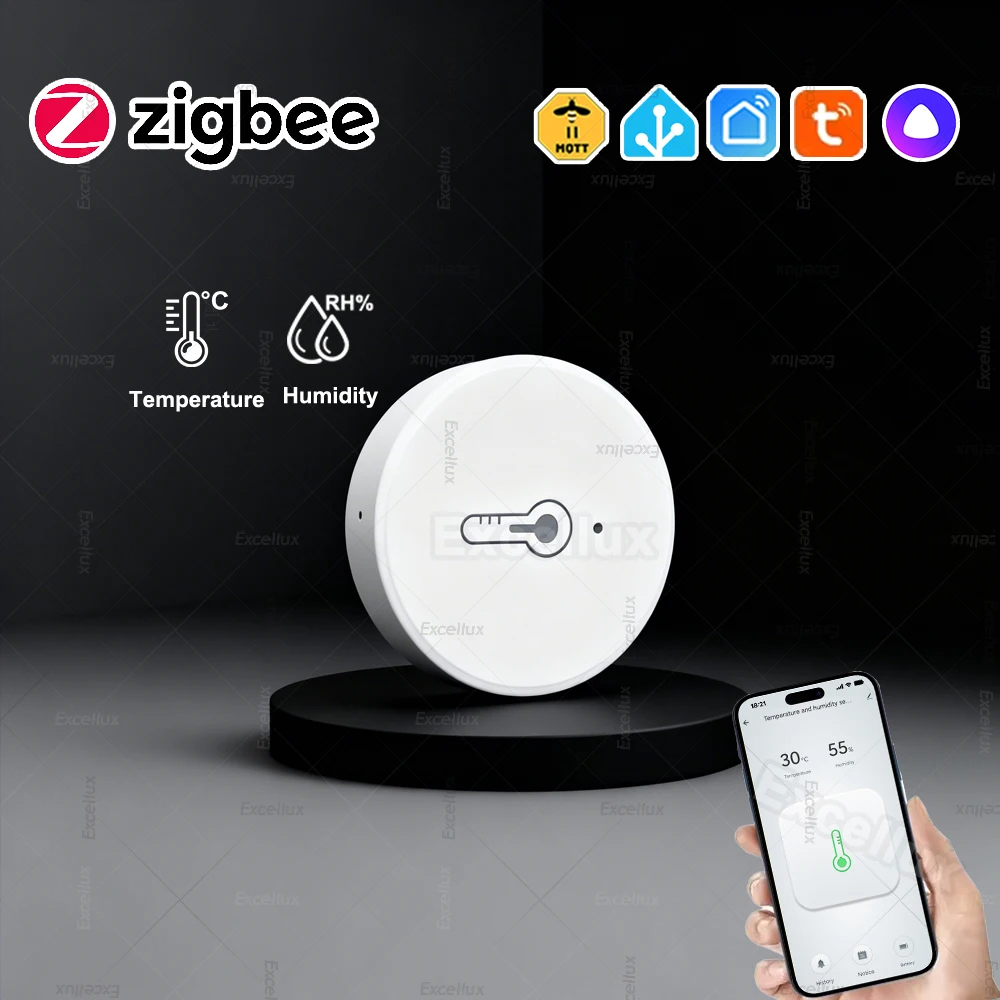 Tuya Smart Zigbee Sensor de temperatura y humedad higrómetro interior termómetro aplicación remota Monitor automatización de electrodomésticos, para Z2M
