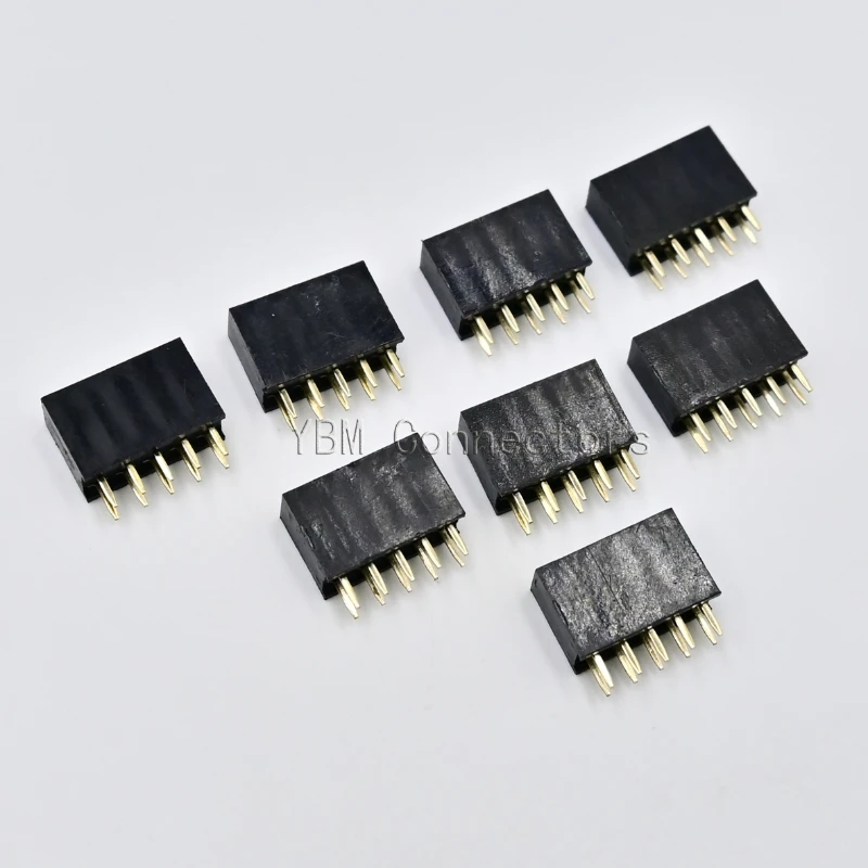 Conector de tira PCB de aguja recta de doble fila, 10 piezas, 2,54mm, 2x2/3/4/5/6/8/10/12/13/15/20/40 Pines, cabezal hembra 2,54 - imagen 3