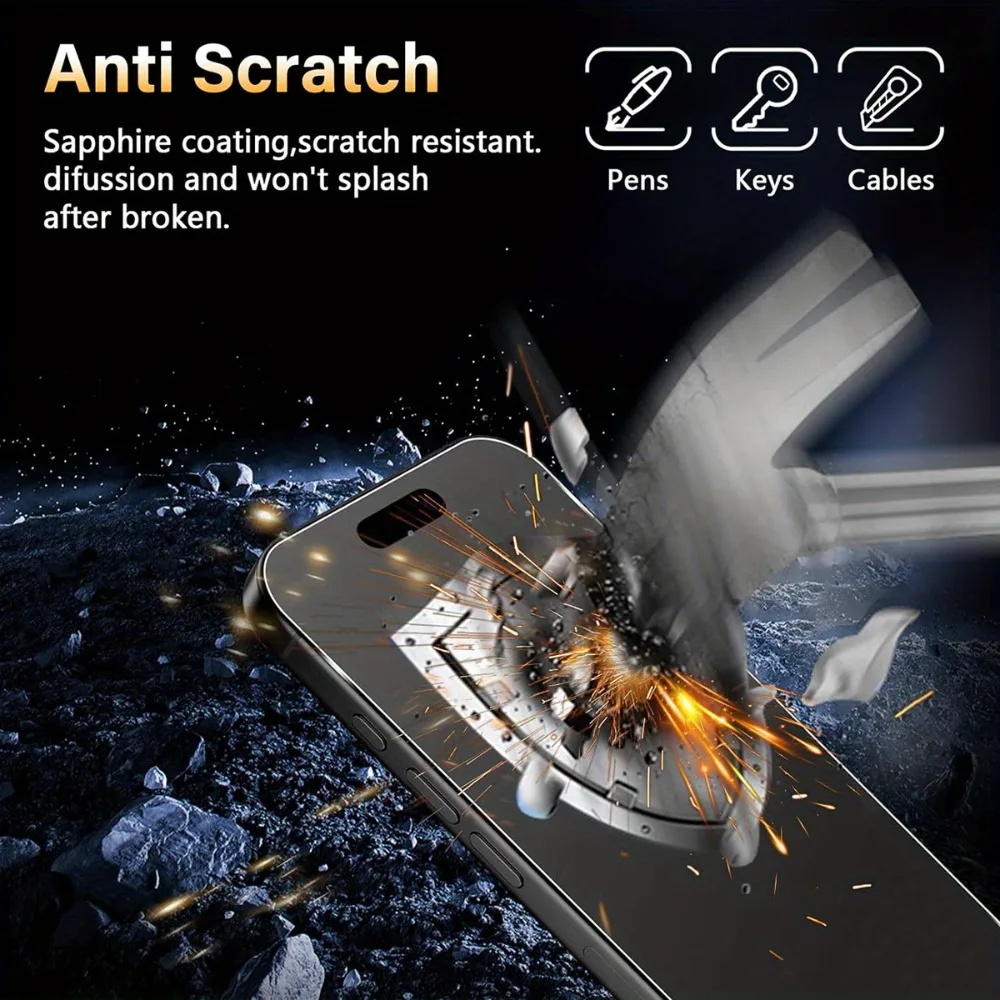 Protector de pantalla completa mate de 5 piezas para iPhone 17 16 15 14 Pro Max Air 15 16 Plus vidrio templado para iPhone 13 12 11 Pro XR XS Max - imagen 3