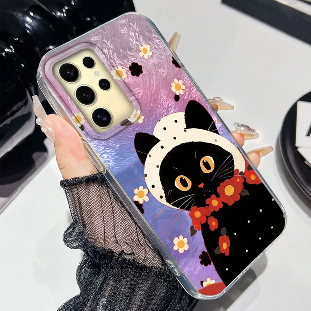 Para Samsung Galaxy S25 Edge S24 S23 S22 S21 S20 FE Plus Ultra 5G lujo gato dibujos animados parachoques trasero protección a prueba de golpes funda de teléfono - imagen 4