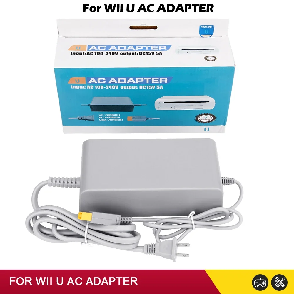 Nuevo para Nintendo Wii U WiiU juego Consol adaptador 100-240V 15V 5A fuente de alimentación de pared para el hogar adaptador de cargador de CA enchufe UE EE. UU. de alta calidad