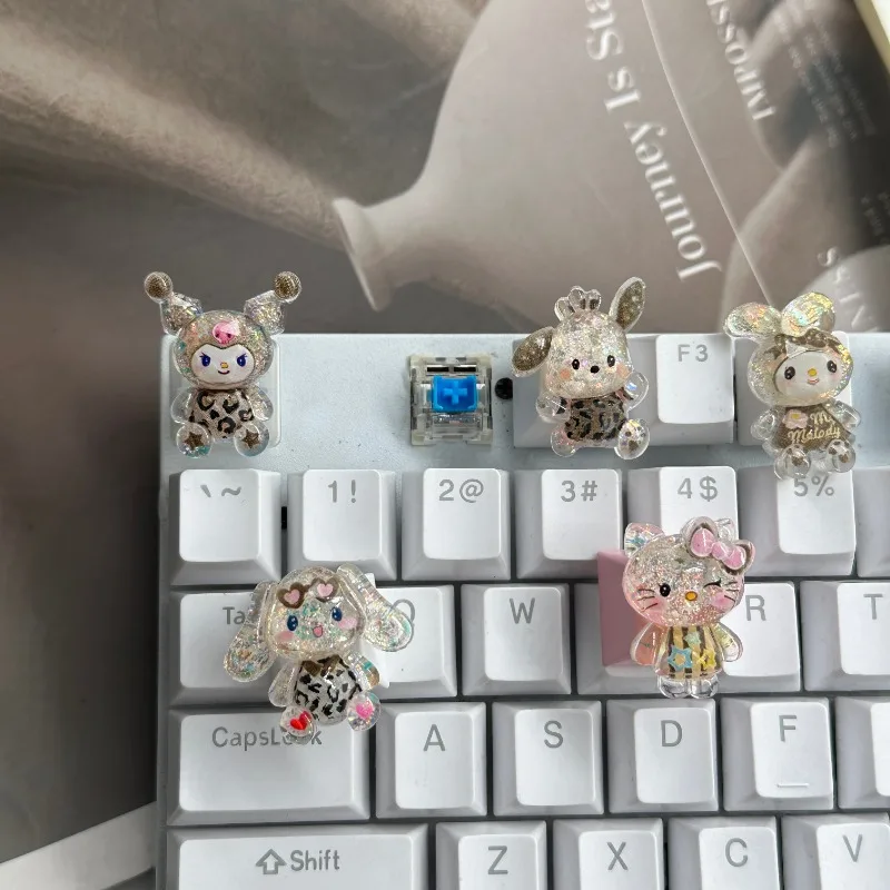 DIY lindo Kuromi Keycap juego Teclado mecánico R4 ESC eje transversal dibujos animados Anime chica rosa en forma de corazón Keycap
