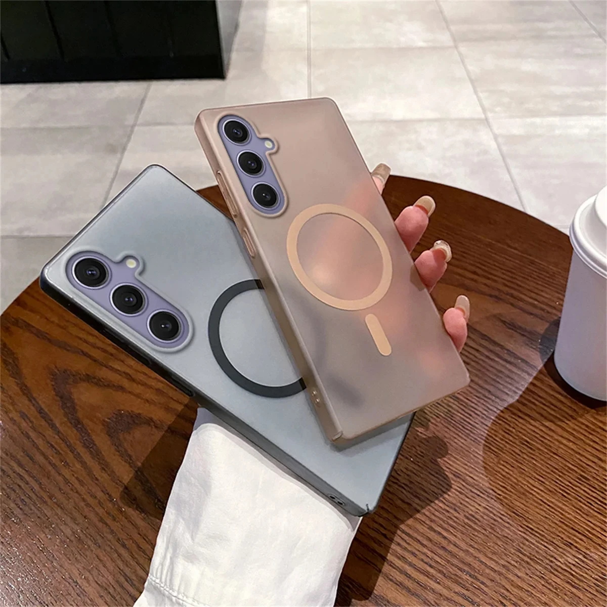 Funda de teléfono magnética mate para Samsung A56 5G A55 A54 A16 S25 Ultra S24 FE S23 S22 Plus A15 A36 A35 A26 A25 A05s A06 A14 - imagen 4