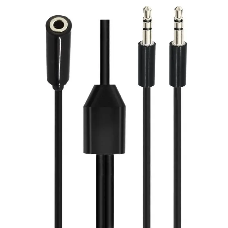 Cable de audio 1/2 de 80 cm, 3 polos de 3,5 mm, cable de conexión de audio de una hembra a dos machos, cable de audio auxiliar para automóvil 1/2