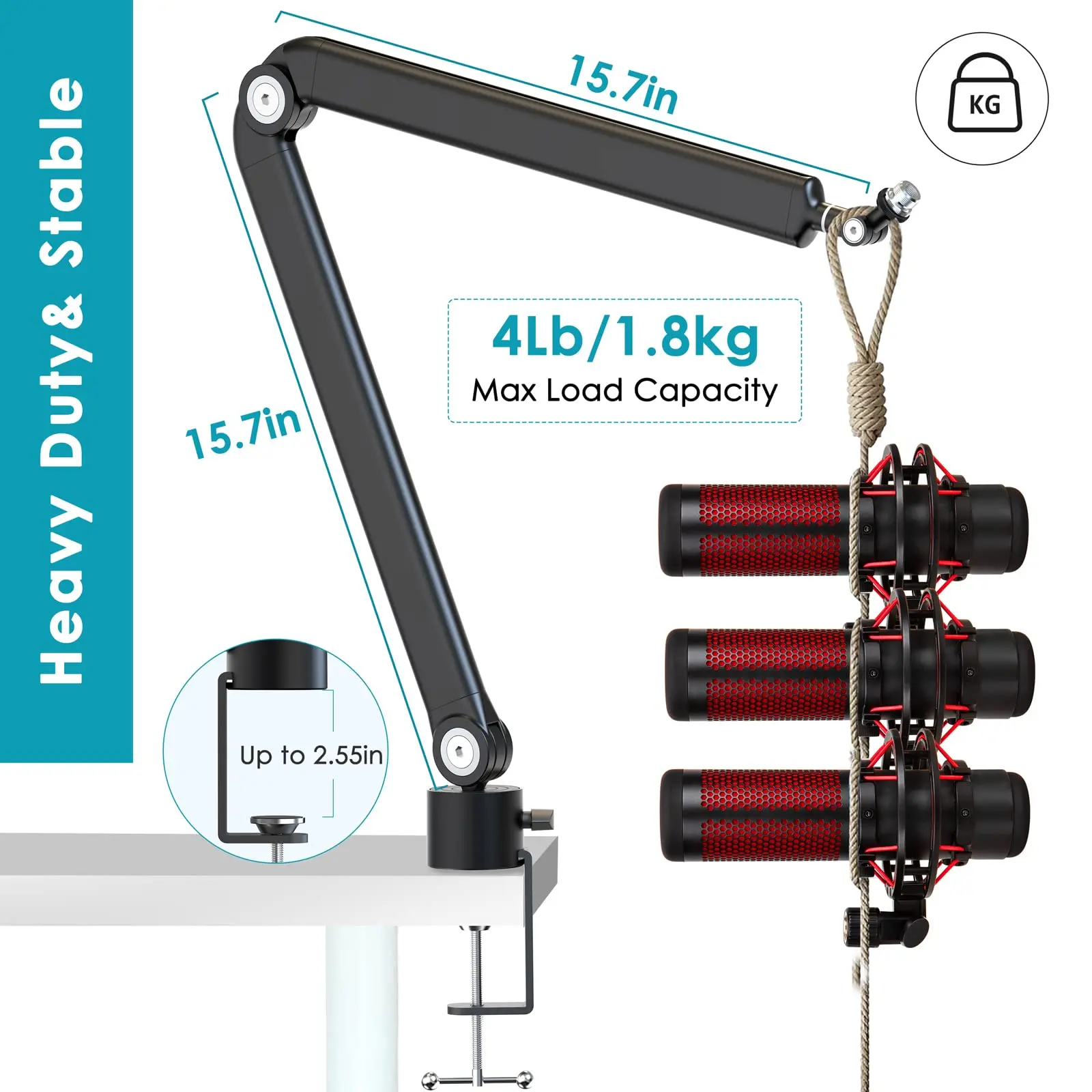 Soporte de micrófono de brazo de suspensión pesada ajustable para SM7B K688 K658 AM8 micrófono de condensador estudio de grabación soporte de brazo de tijera - imagen 4