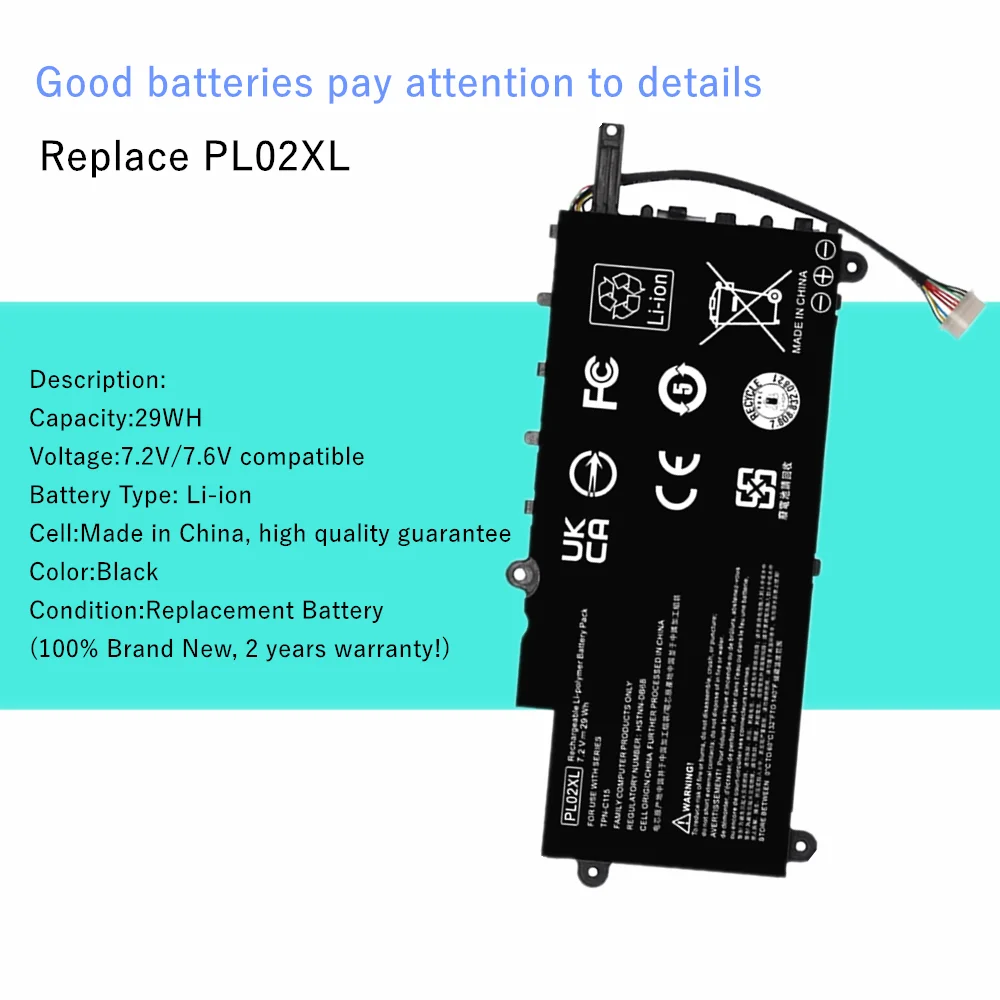 Batería de ordenador portátil PL02XL para HP Pavilion 11-n000snx X360 N014TU N030TU 751681 -421 HSTNN-LB6B HSTNN-DB6B TPN-C115 - imagen 4