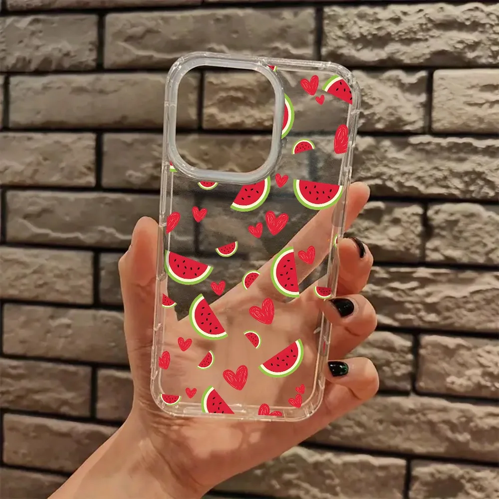 Funda de teléfono transparente estética con diseño de sandía y corazón dulce para iPhone 17 16 11 12 13 14 15 Pro Max 16 Plus XR XS X 7 8 17 Air Funda - imagen 3