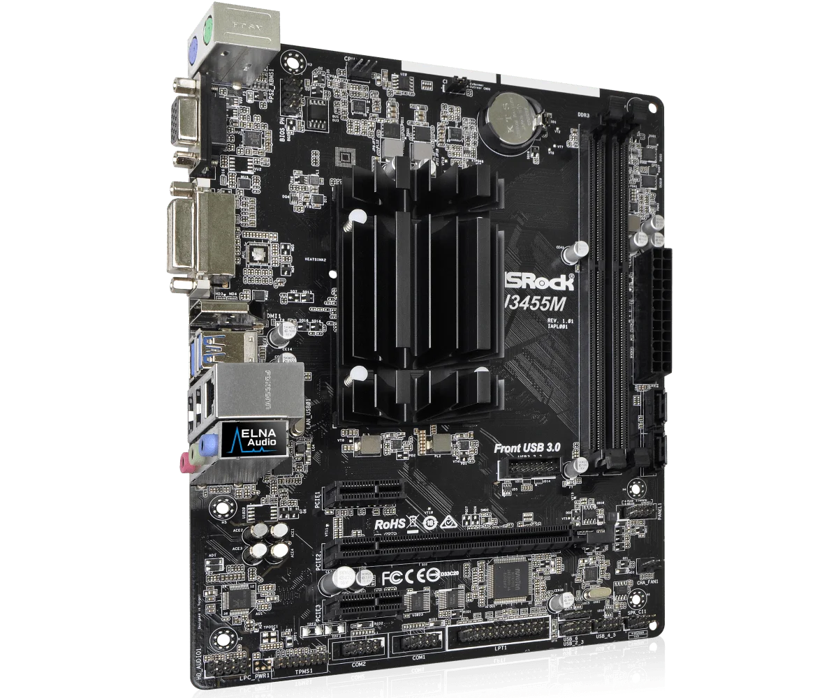 Placa base ASRock J3455M Procesador Intel Quad-Core J3455 Compatible con memoria DDR 1866 Opciones de salida gráficas 1 PCIe 2.0x16 USB 3. - imagen 3