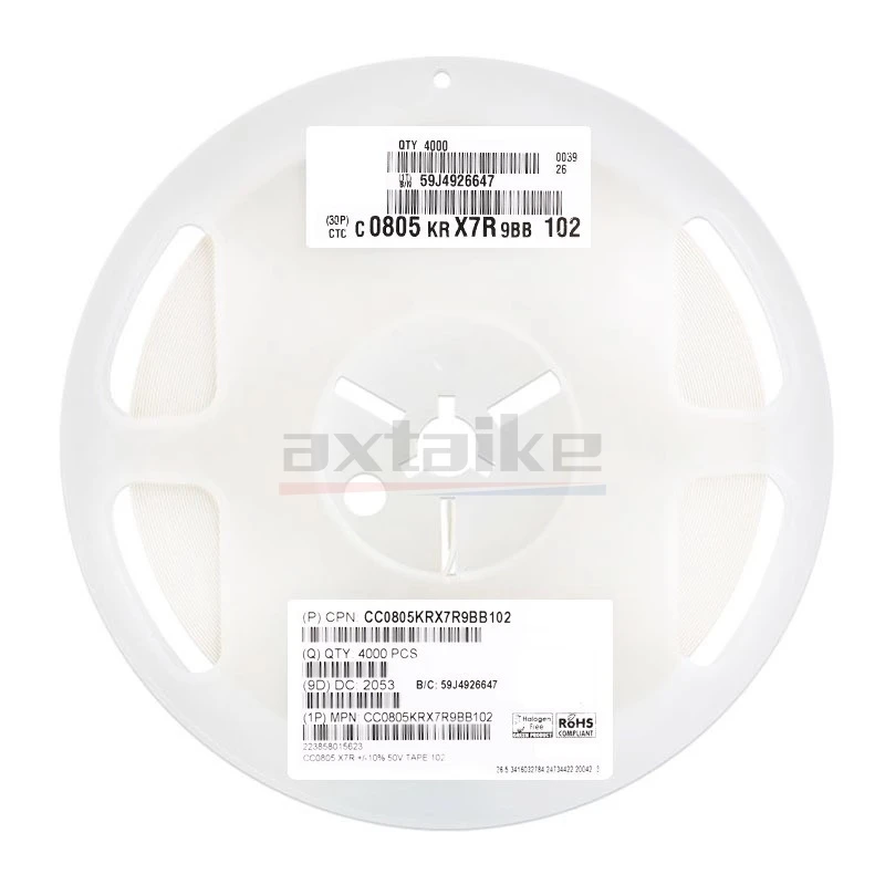 4000 Uds 0805 1nF 1.5nF 2.2nF 3.3nF 4.7nF 5.6nF 6.8nF 102K 152K 222K 332K 472K 682K 50V X7R 10% 2012 SMD condensador cerámico MLCC - imagen 3