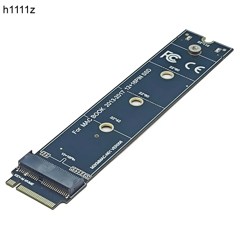 Para Macbook SSD convertidor para Macbook 2013 2014 2015 2017 A1465 A1466 12 + 6 pines SSD a M2 KEY-M NVME adaptador de tarjeta elevadora tamaño 22110