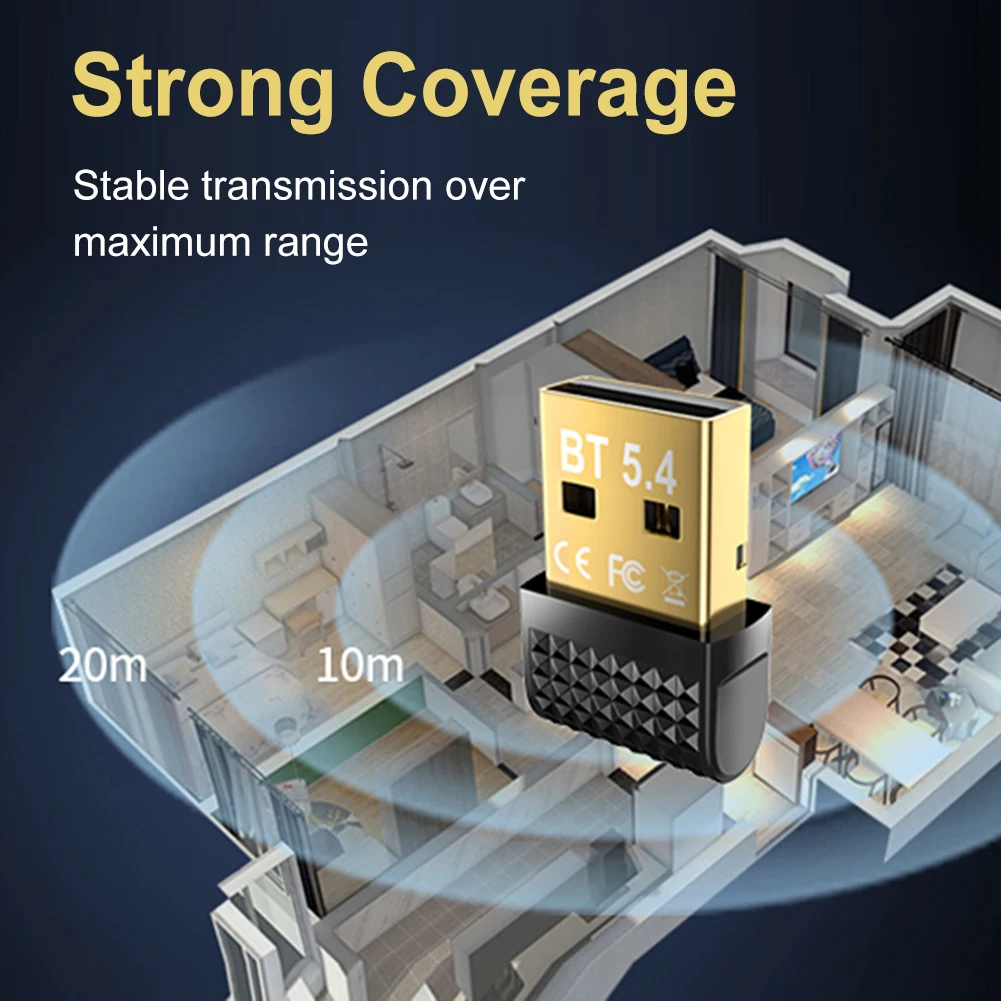 Adaptador USB Bluetooth 5,4 transmisor Dongle Plug and Play receptor transmisor inalámbrico BT para teclado/ratón/auriculares/altavoz - imagen 5