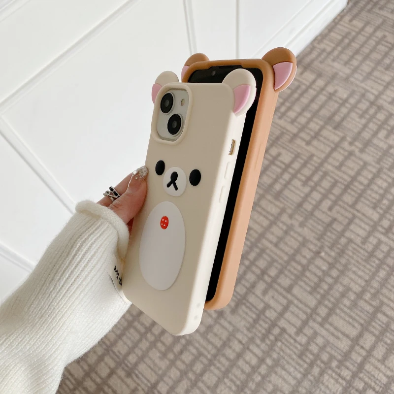 Funda de teléfono de lujo de Color sólido Rilakkuma de silicona suave a prueba de golpes para iPhone 16 Pro Max 14 11 12 13 15 Pro Max cubierta trasera de parachoques - imagen 5