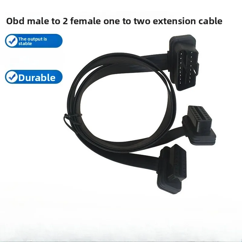 50CM extensión OBDII conector doble Y divisor OBD2 16PIN conexión macho a hembra plana + delgada como fideos - imagen 2
