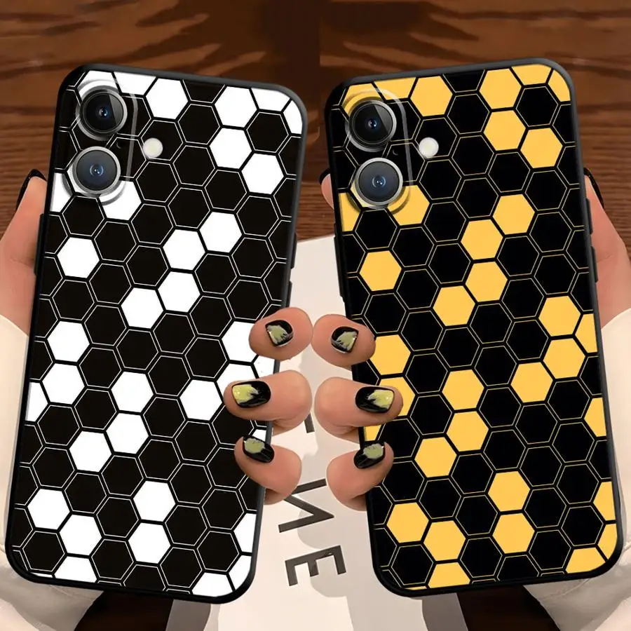 Funda Retro de red de panal para iPhone XS Max 15 16 14 Plus 13 12 11 17 Pro Max 17Air 7 8 XR, funda suave negra para teléfono