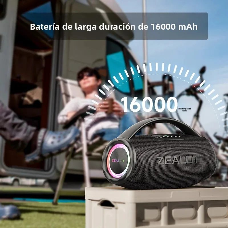 Zealot-S97 Altavoz Bluetooth de 80W Potente altavoz inalámbrico con mango portátil, para fiesta, camping, luz colorida RGB - imagen 5