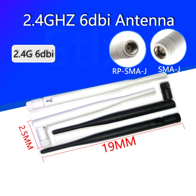 Antena Omni WIFI de 2,4 GHz y 6dBi, antena aérea de 2,4G, RP-SMA Bluetooth, conector de enrutador inalámbrico macho y hembra, IEEE WLAN/WiMAX/MIMO