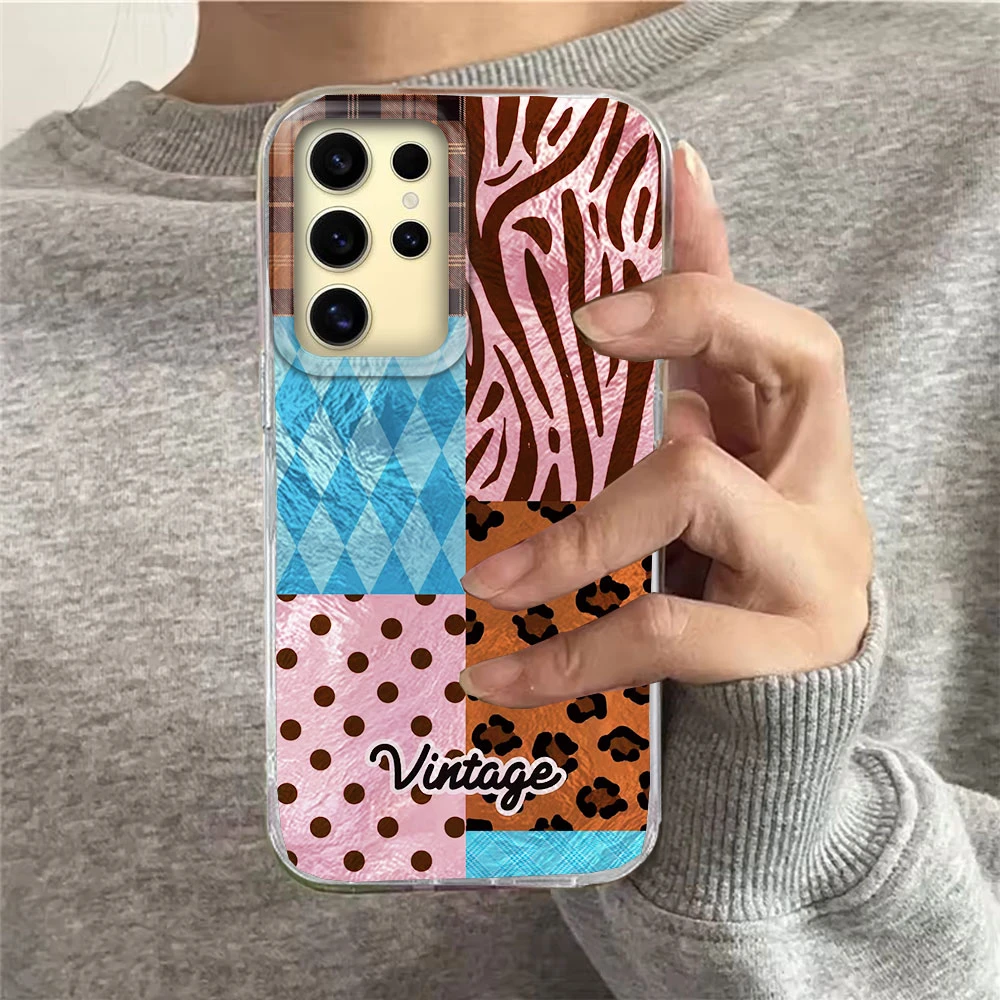 Funda de teléfono con textura de vórtice de chica con estampado de leopardo azul Vintage para Samsung Galaxy S25 Edge S24 S23 S22 S21 S20 FE Plus Ultra - imagen 5
