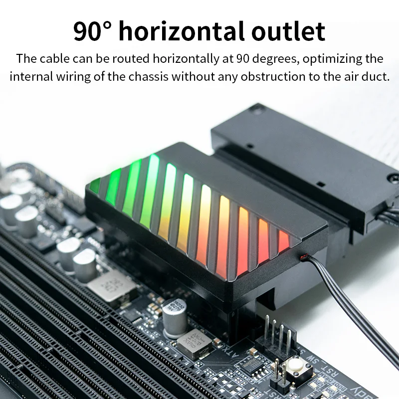 Teucer ATX 24 pines 90 grados fuente de alimentación de la placa base ARGB Cable conector adaptador de enchufe DIY accesorio de montaje para ordenadores de sobremesa PC - imagen 2