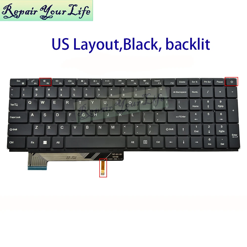 Retroiluminación del teclado ruso de EE. UU. RU para Gateway GWNR71517 GWNR71517-BL GWNR71517-BK portátil inglés retroiluminado YXT-91-55 SCDY-350-1-11 - imagen 4