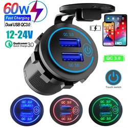 Cargador de Coche USB QC 3.0 Dual 12/24 V Resistente al Agua