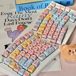 Keycaps Pink Cat MOA para Teclado Mecánico de PBT Kawaii