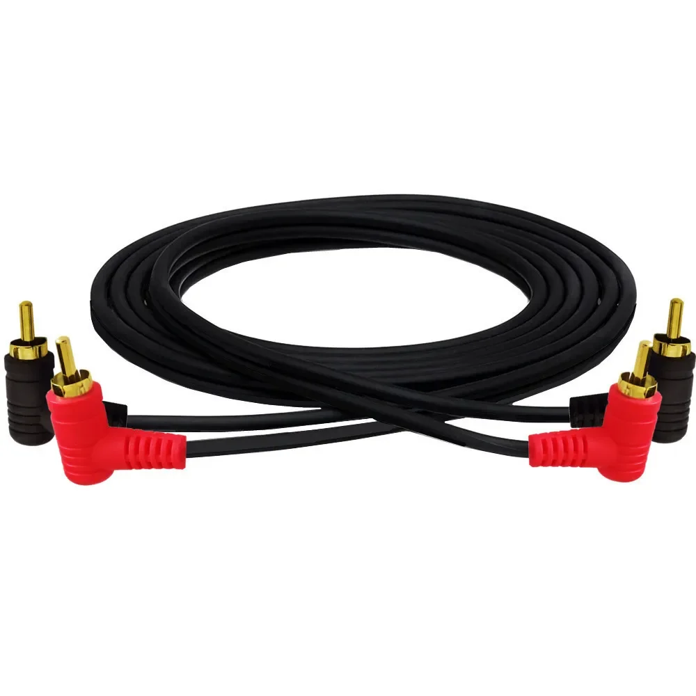 Cable 2RCA de 90 grados, Cable de subwoofer estéreo de audio RCA de 2 macho a 2 macho Cable de audio de 1 m - imagen 2