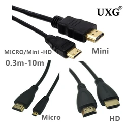 Cable Mini Micro HD a HDMI Adaptador Alta Velocidad Enchufe Oro