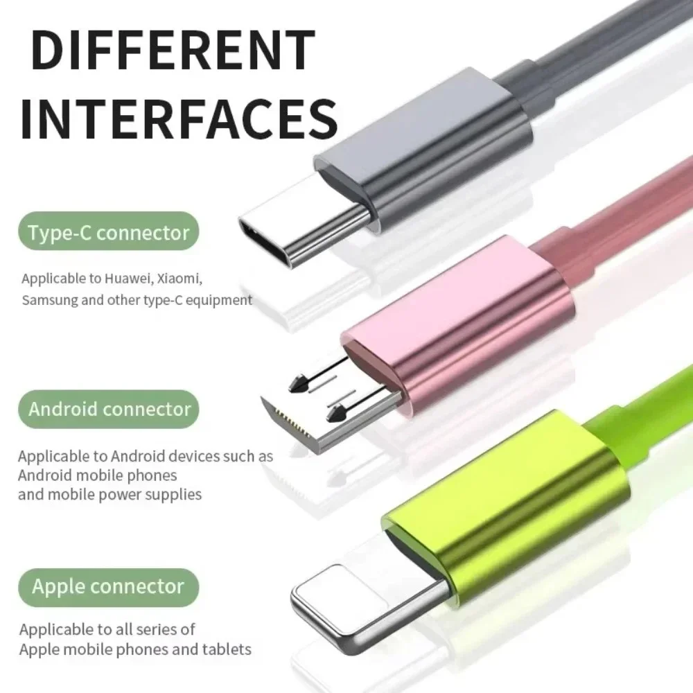 Cable USB tipo C 3A 3 en 1, cargador de teléfono de carga rápida, Cable de datos telescópico para iPhone, Samsung, Xiaomi, Cable de carga rápida Micro USB - imagen 3