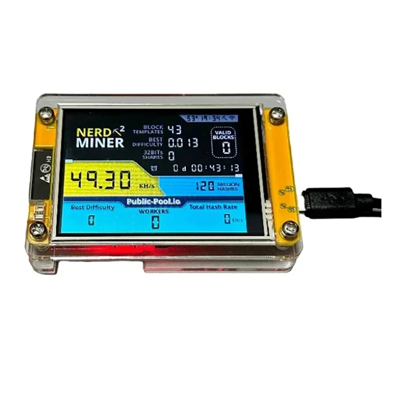 Nueva máquina de minería individual Nerdminer V3 de 2,8 pulgadas BTC Solo Lottery Nerd Miner Crypto Bitcoin Miner