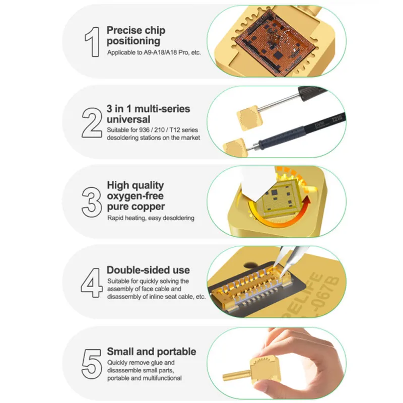 RELIFE RL-067B Mesa de planchar pequeña multifuncional 3 en 1 para teléfono 936/T12/210 A9-A18 Pro Nano Estación de soldadura de calentamiento rápido - imagen 2