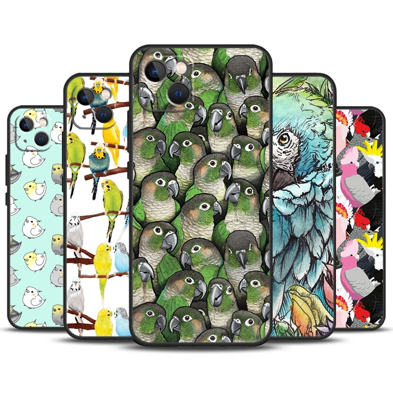 Funda de pájaro loro Animal para iPhone 14, 13, 11, 12, 16, 15 Pro Max, 12, 13 Mini, X, XR, XS MAX, 7, 8, 14, 16, 15 Plus, cubierta trasera