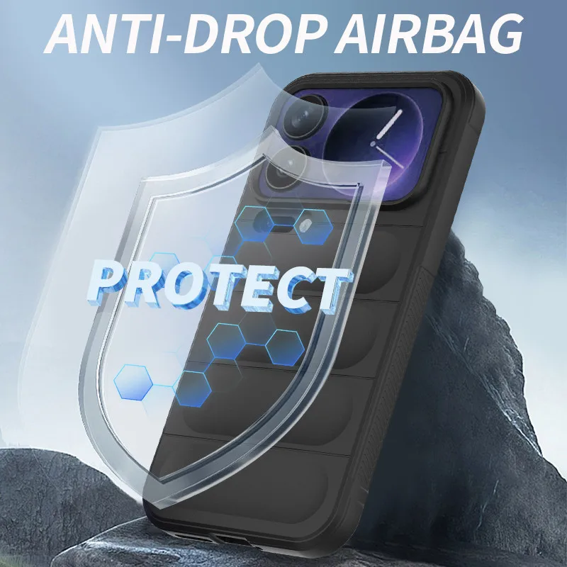 Para Xiaomi 17 Pro Max, 17 Pro Funda ELVEV Airbags anticaída Funda de teléfono flocada de TPU suave lavable - imagen 4