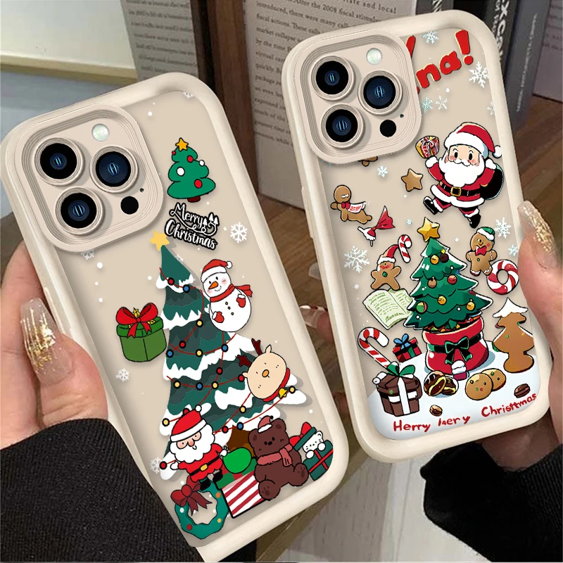 Funda de silicona con dibujos de Papá Noel para iPhone 17 Air 16 16E 15 14 13 12 11 Pro Max X XS X S Max XR SE 2020 SE4 7 8 - imagen 2