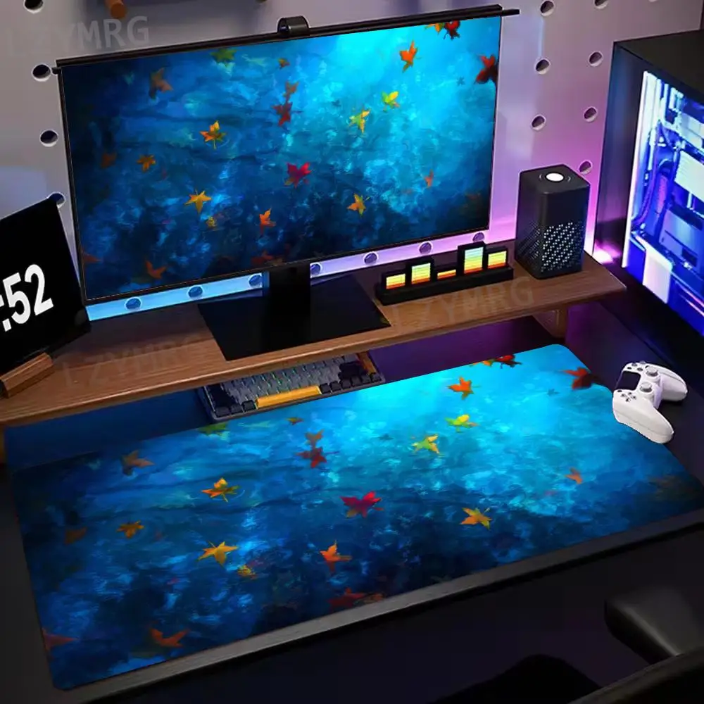 Alfombrilla de ratón con vista de ventana de hoja de arce de dibujos animados, accesorios de escritorio antideslizantes de goma grande, alfombrilla de ratón para decoración de teclado de oficina y jugadores - imagen 2