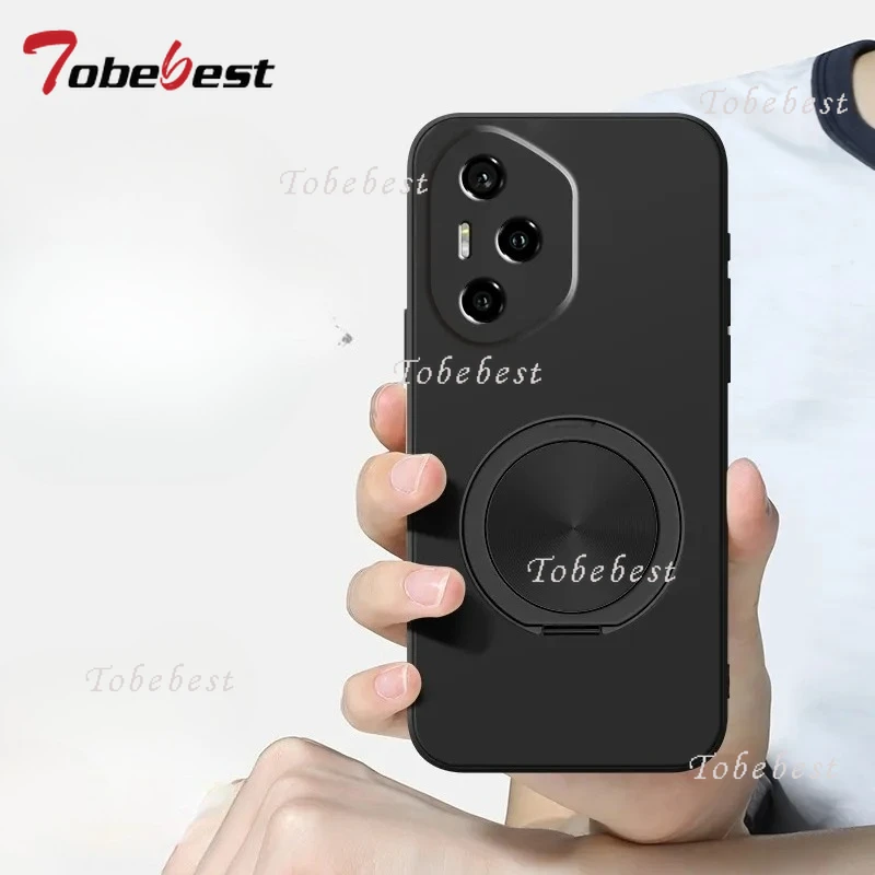 Funda de silicona líquida con soporte magnético giratorio de 360 grados para Huawei Honor 400 300 Ultra 200 100 90 Lite 80 70 60 Pro - imagen 4