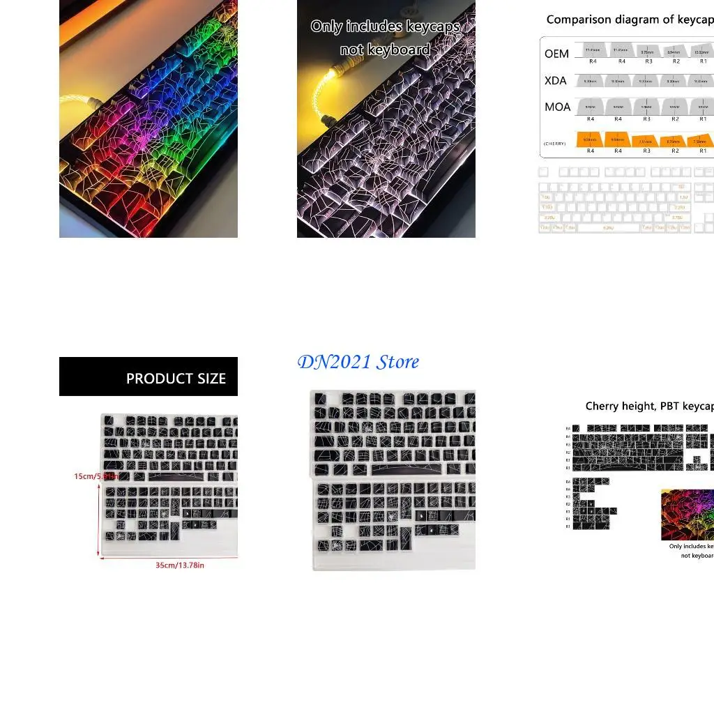 F3KE PBT KeyCaps con sublimación calor durabilidad Impresión y patrón web arañas únicas para personalizar Capas