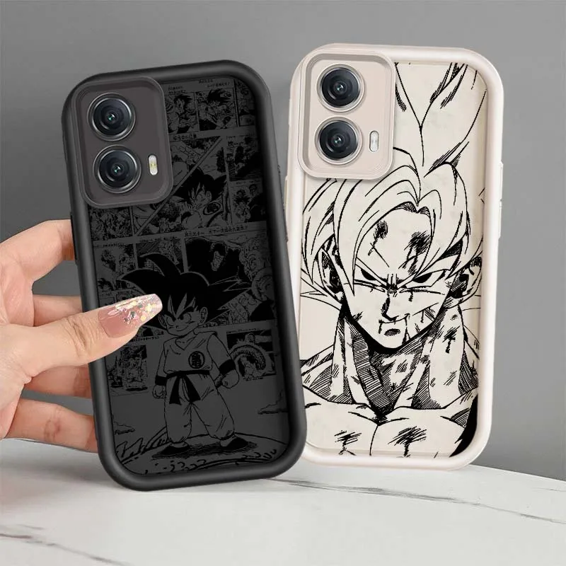 D-Dragon Ball Comics Cool Goku para Motorola MOTO Edge G85 G54 G35 G34 G32 E22 E14 G04 50 5G cubierta de la caja del teléfono de la escalera del ojo