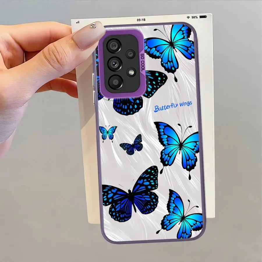 Funda para Samsung Galaxy S23 S25 S20 Plus S22 S24 FE S21 S23 Note 20 Ultra funda trasera para teléfono mariposa azul - imagen 5