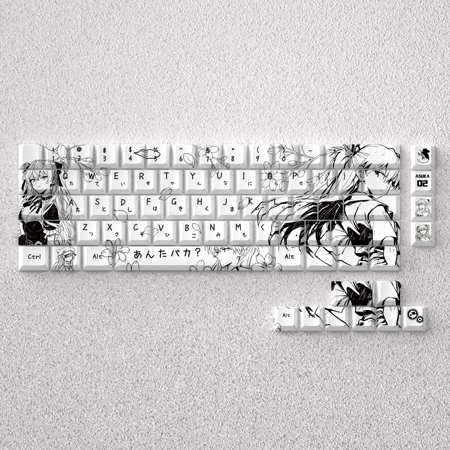 98 teclas Asuka Keys Cute Anime Keycaps PBT Cherry Profile Keycap Teclado mecánico Made68 Mad68 Wooting 60 - imagen 3