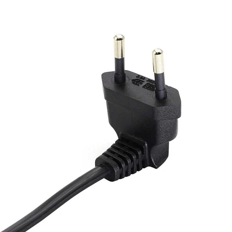 1 Uds Cable adaptador de corriente de la UE, Cable de alimentación de enchufe macho a hembra redondo europeo de 2 pines en ángulo de 90 grados para UPS PDU 0,3 M 0,6 M - imagen 4